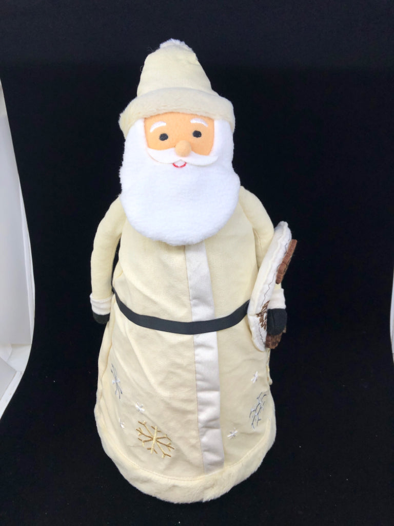 LARGE CREAM COLORED SANTA W SNOWFLAKE DECOR.