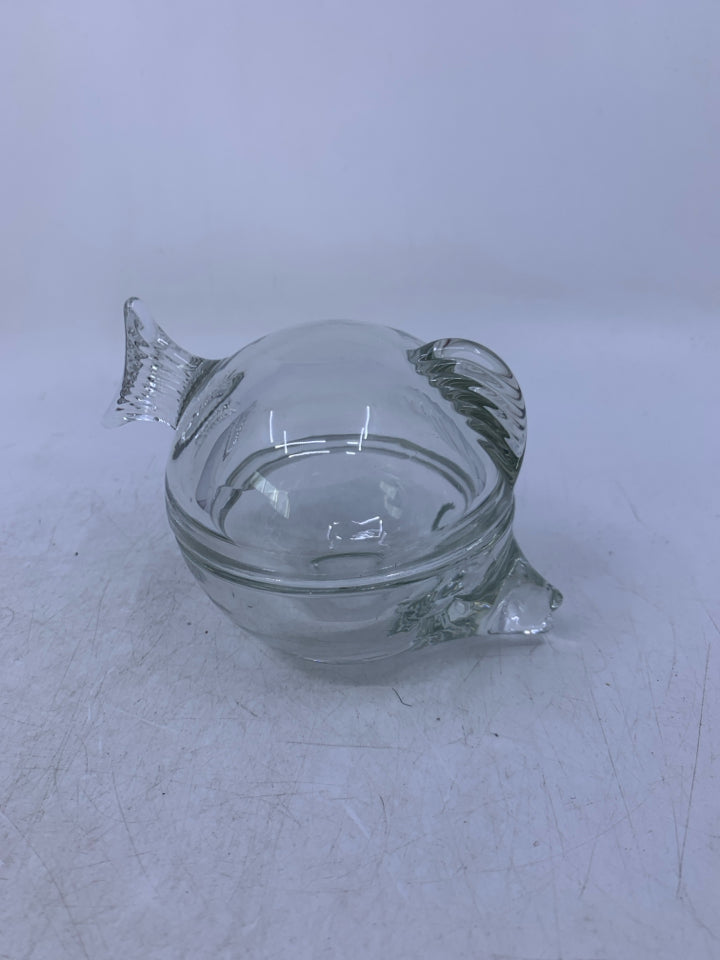 CLEAR GLASS FISH TRINKET BOX.