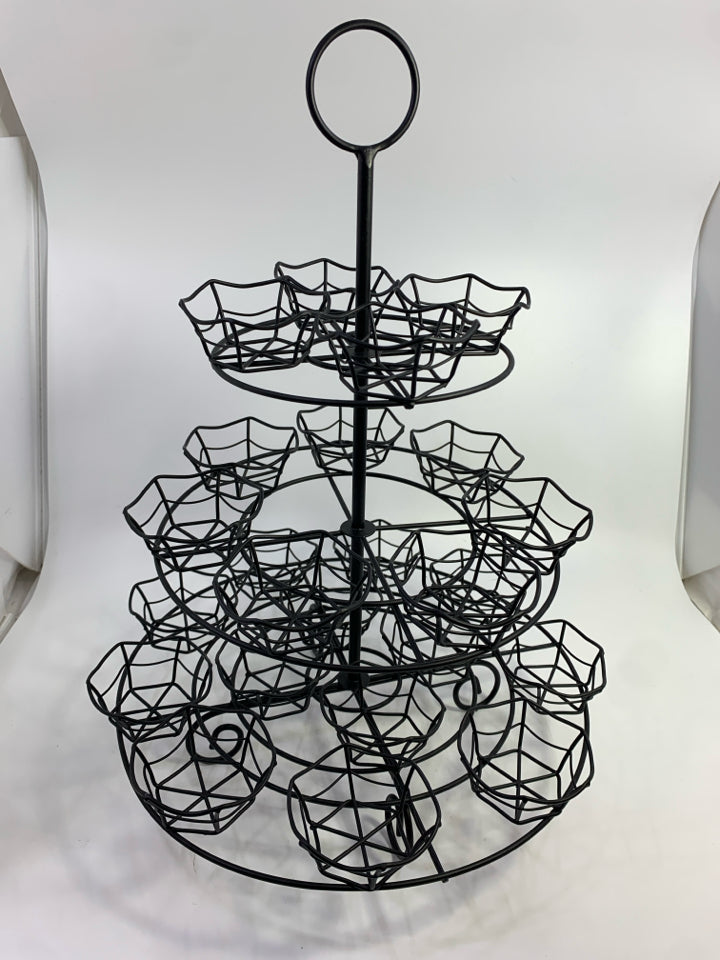 3 TIER BLACK WIRE CUPCAKE STAND.