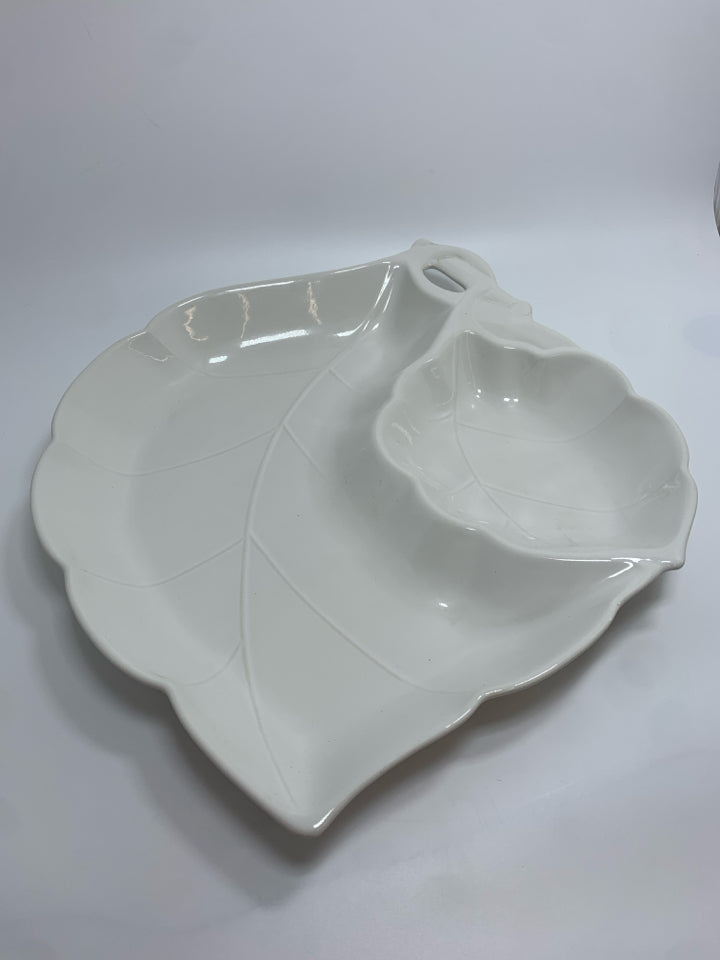 WHITE LEAF SECTIONED PLATTER.
