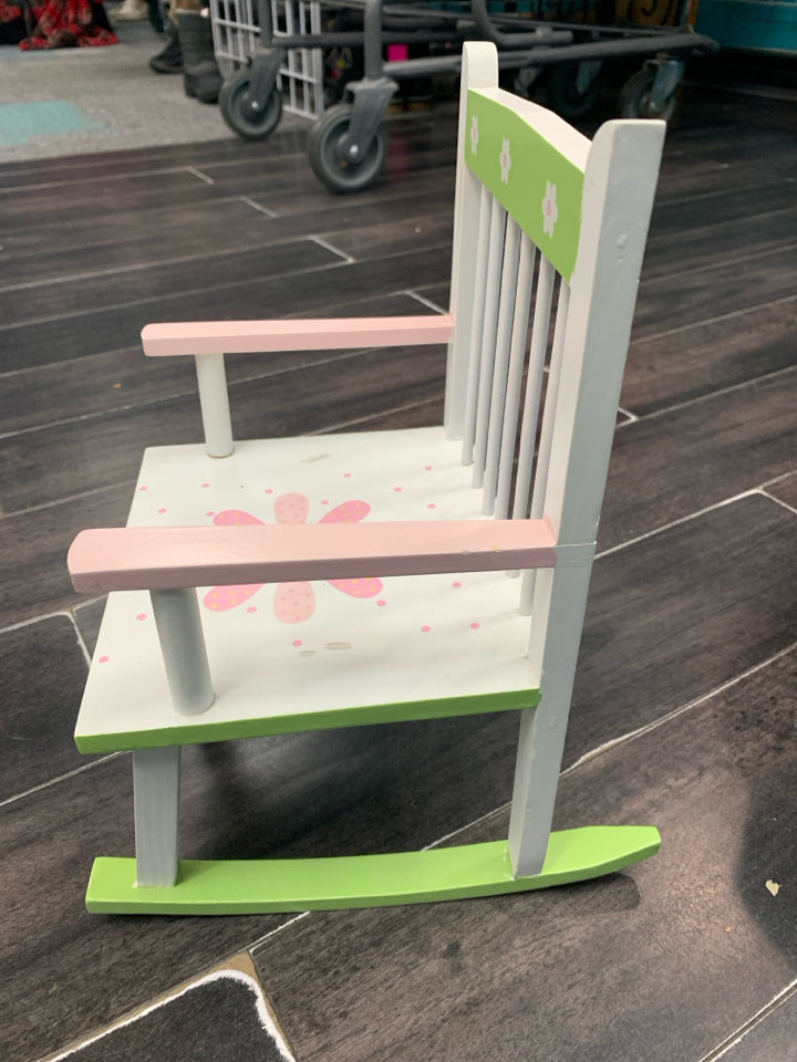 DOLL ROCKING CHAIR GREEN/WHITE