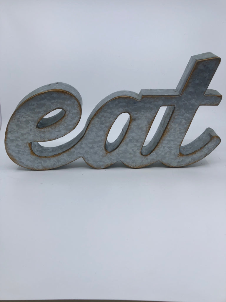 GALVANIZED METAL "EAT" SIGN.