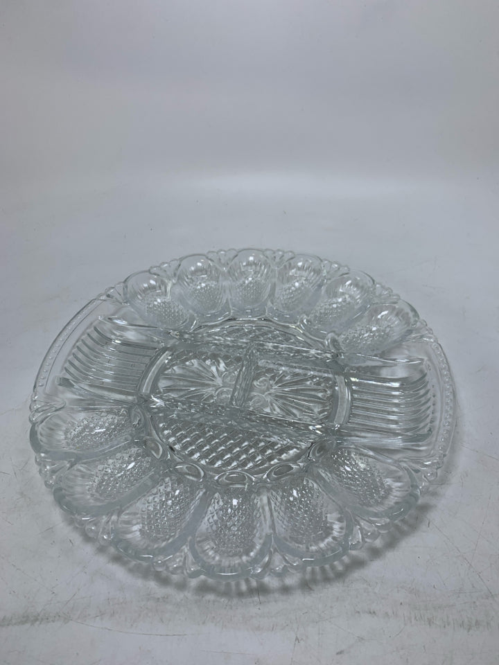 DIVIDED OYSTER GLASS PLATTER.