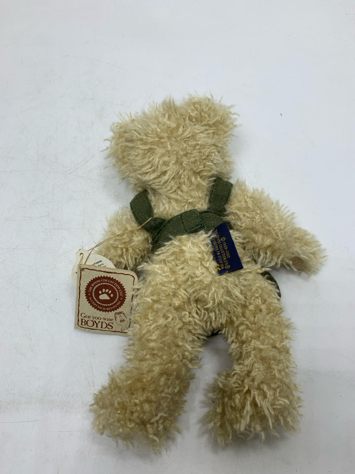 SHAGGY BLONDE BOYDS BEAR W/ GARDEN APRON.