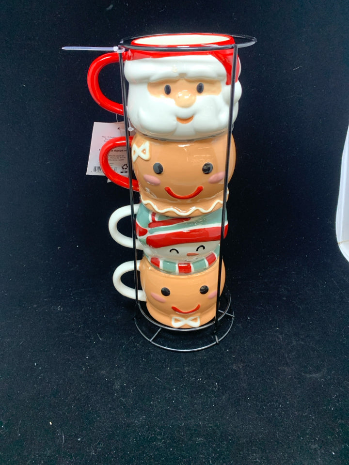 NWT 4 STACKING CHRISTMAS MUGS.