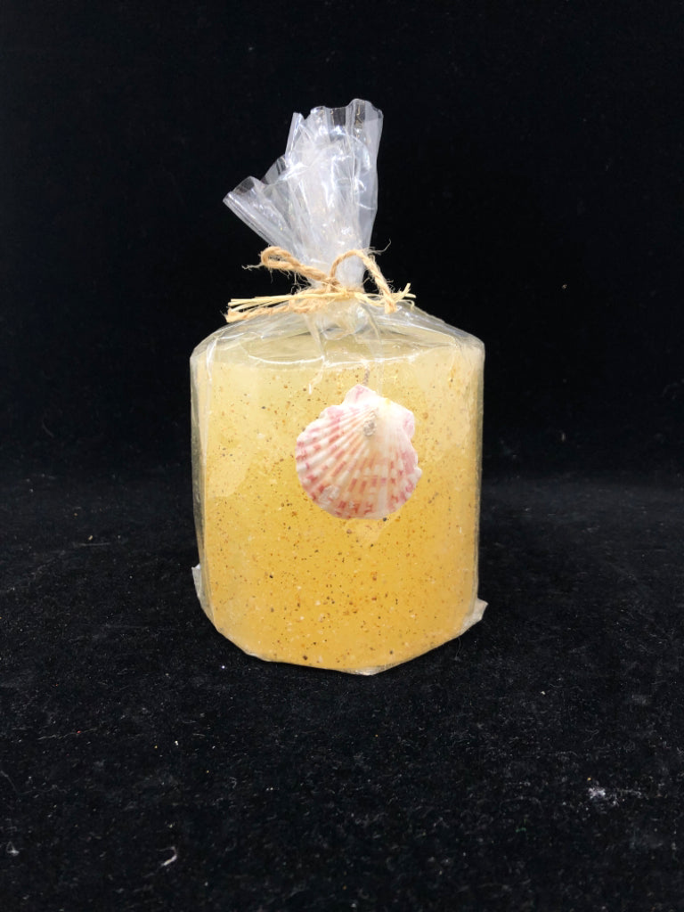 NIP POTTERY BARN SAND PILLAR CANDLE.