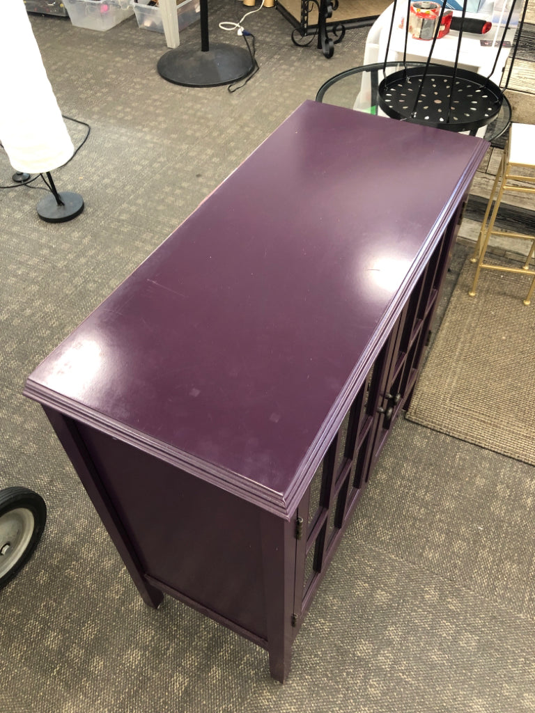 PURPLE WOOD STORAGE CABINET.