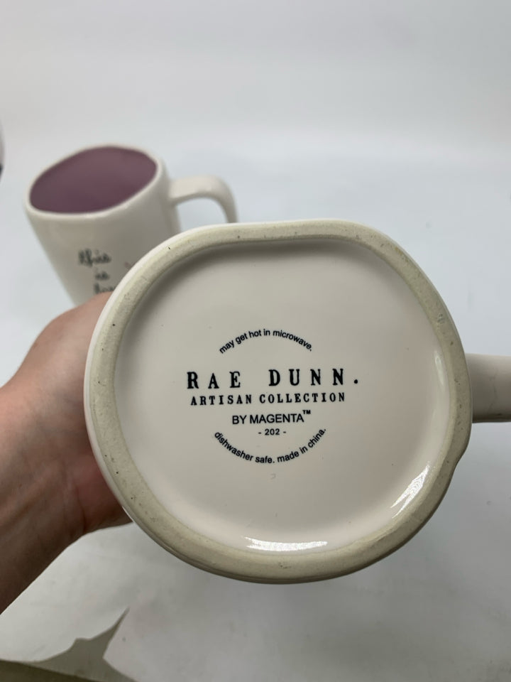 THIS IS,LOVE, MEAN IT MUG SET PURPLE/PINK INSIDES.