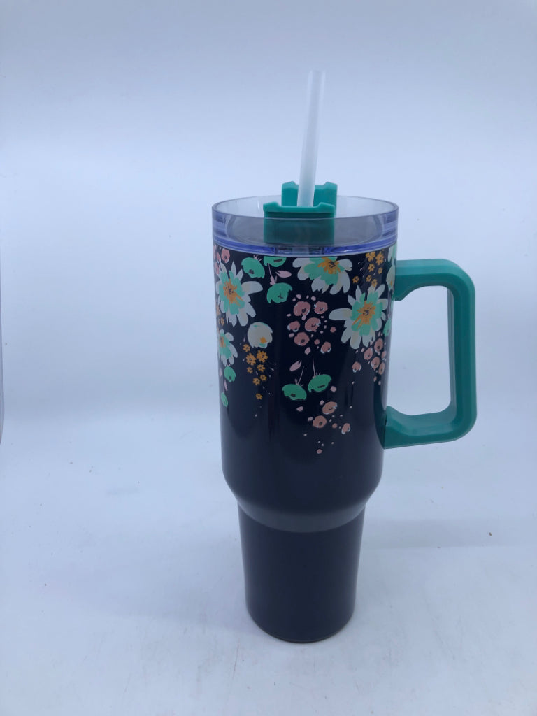 NAVY BLUE FLORAL NEW TUMBLER.