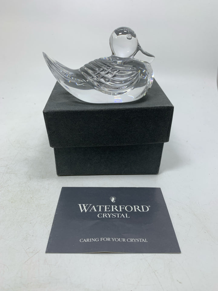 CRYSTAL MALLARD DUCK PAPERWEIGHT IN BOX.