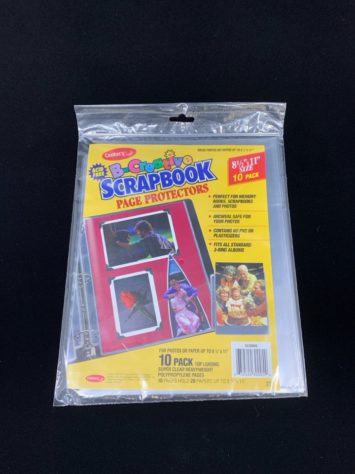 NIP SCRAPBOOK PAGE PROTECTORS 8,5 X 11, 3 RING.