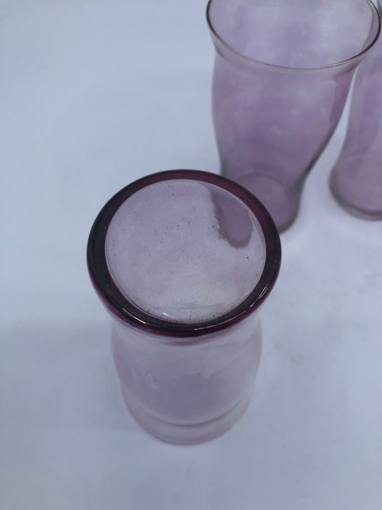 4 PURPLE TINT DAINTY GLASSES.