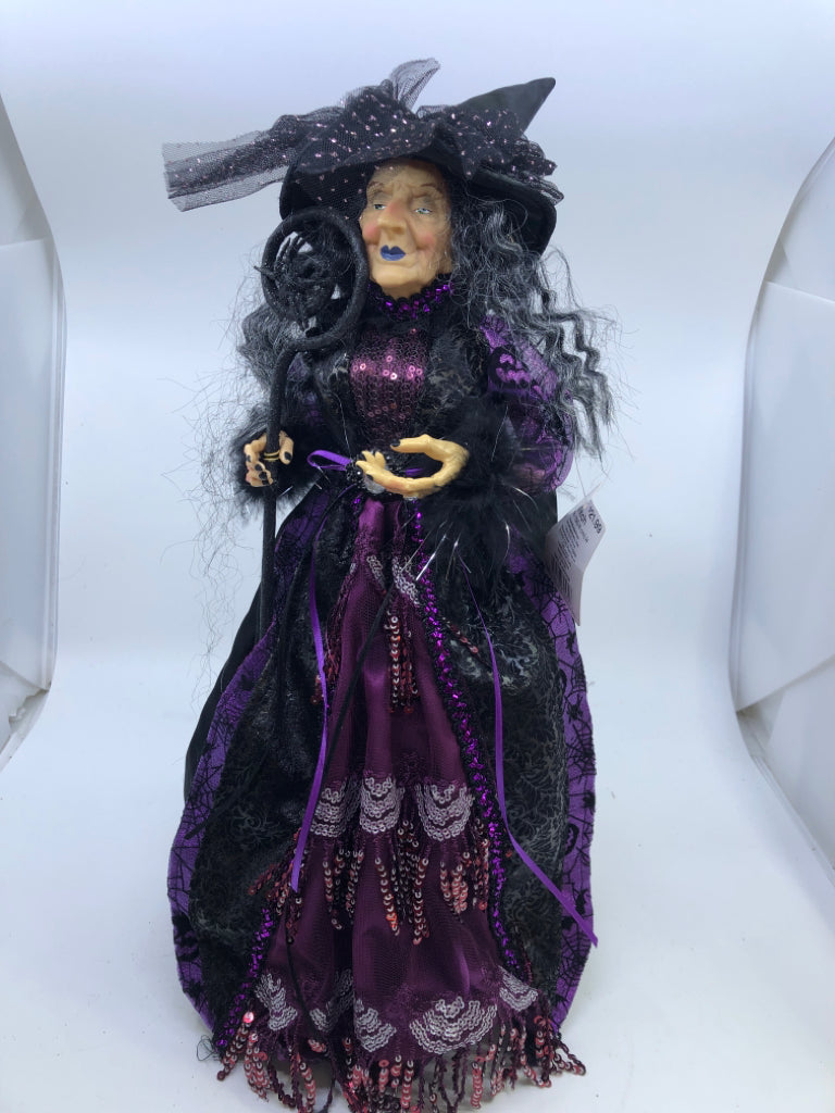 WITCH PURPLE BLACK WITH STAFF AND SPIDER.