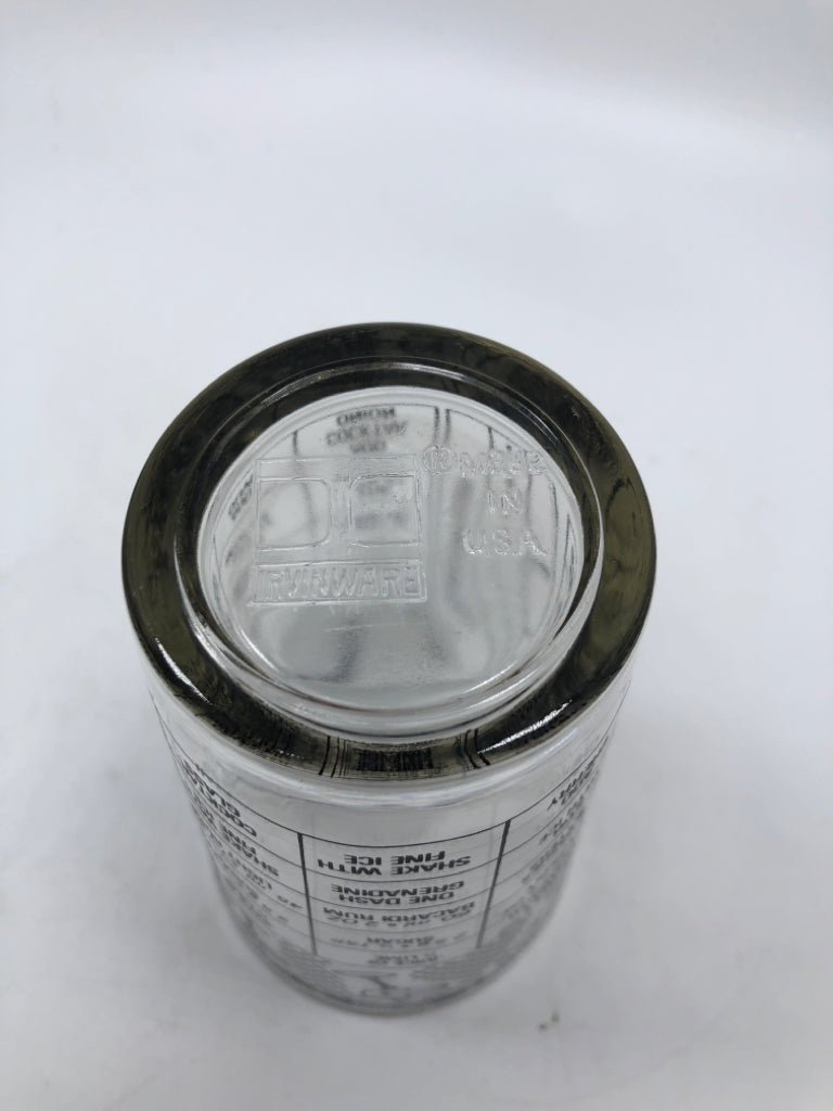 IRVINWARE VTG GLASS COCKTAIL RECIPE TUMBLER.