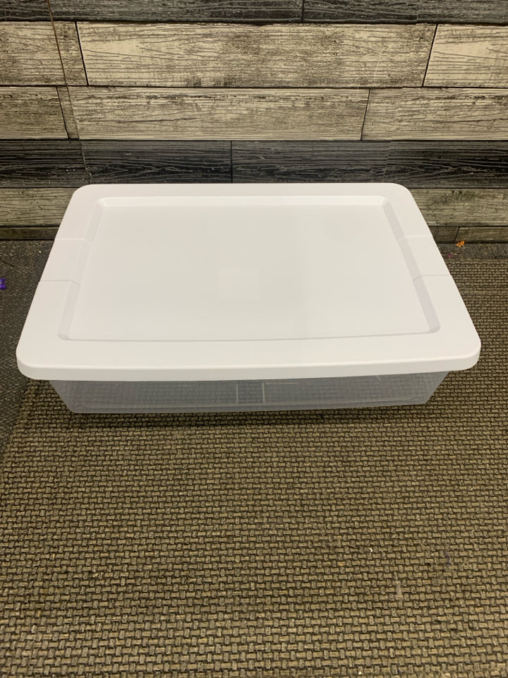 WHITE STERILITE UNDER BED CONTAINER.