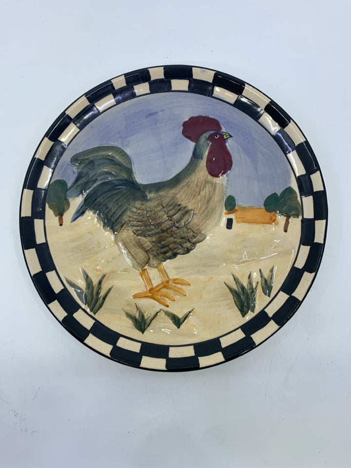 2 ROOSTER DECOR PLATES.