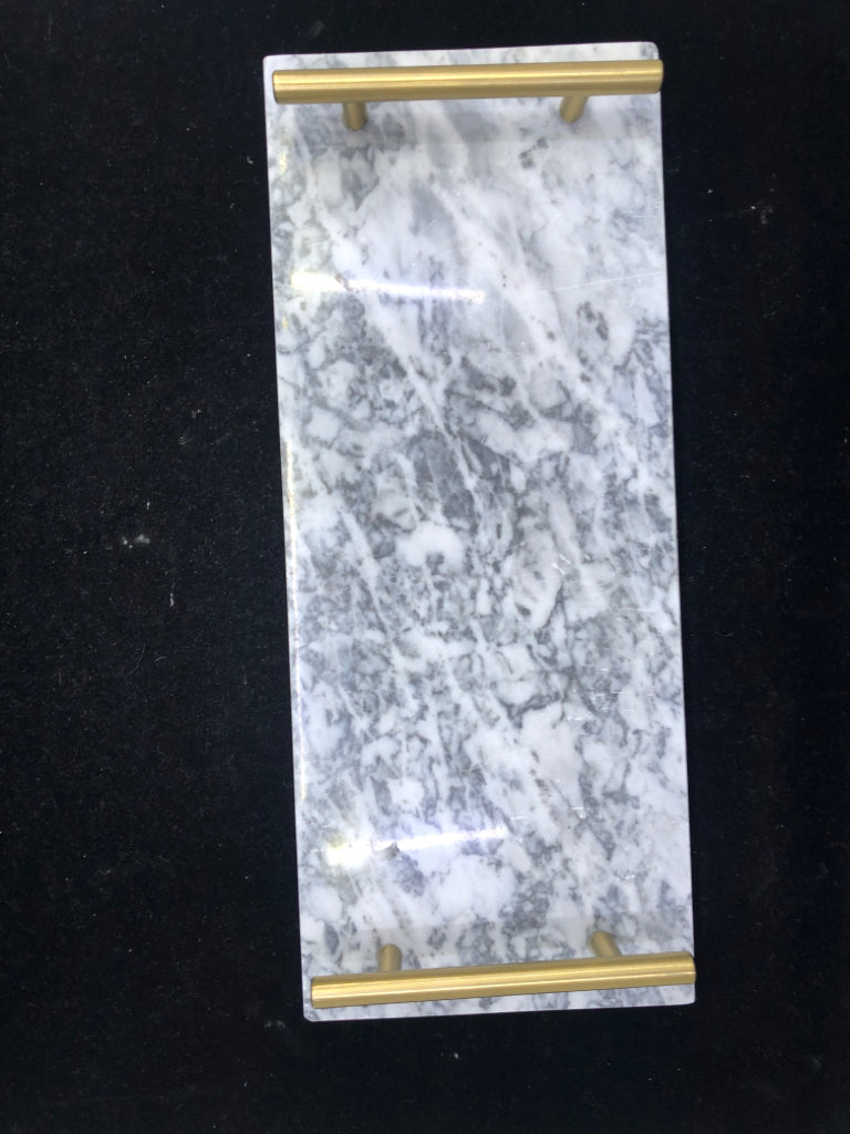 HEAVY GREY MARBLE TRAY W COLD HANDLES.