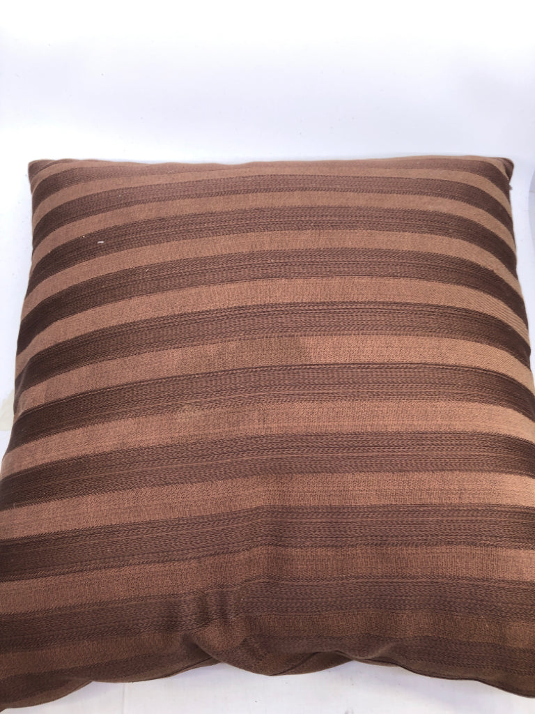 BROWN STRIPE SQUARE ACCENT PILLOW.
