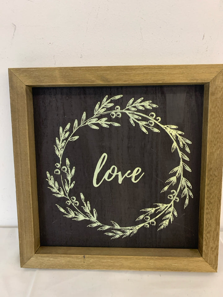 LOVE WALL HANGING IN WOOD FRAME.