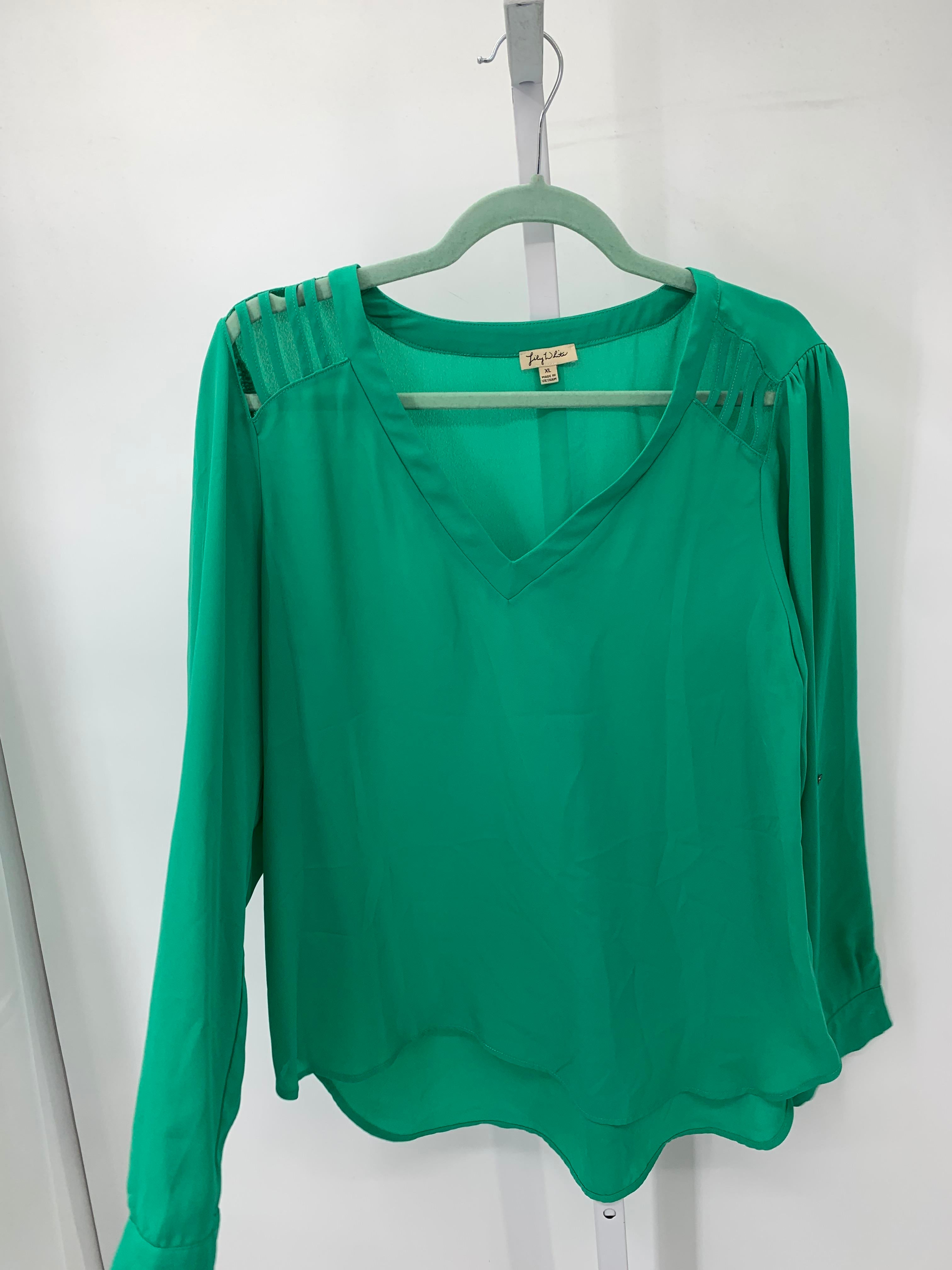 Lily White Size Extra Large Misses Long Sleeve Shirt
