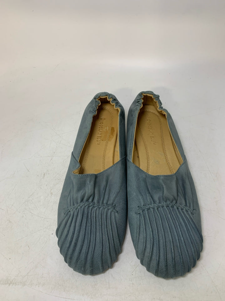 Chocolat Blu Pleated Leather Ballet Flats