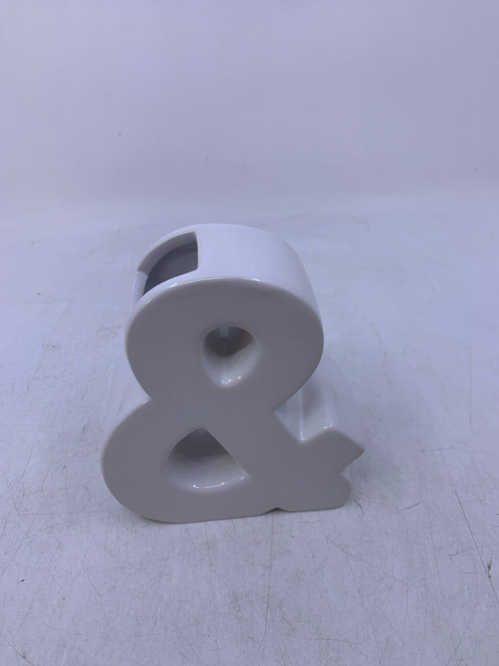 WHITE CERAMIC & SHAPED VASE.