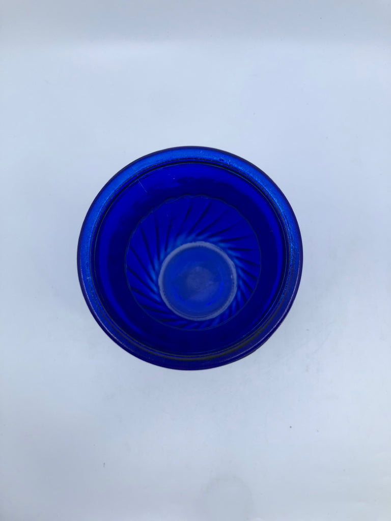 COBALT BLUE RIBBED VASE.