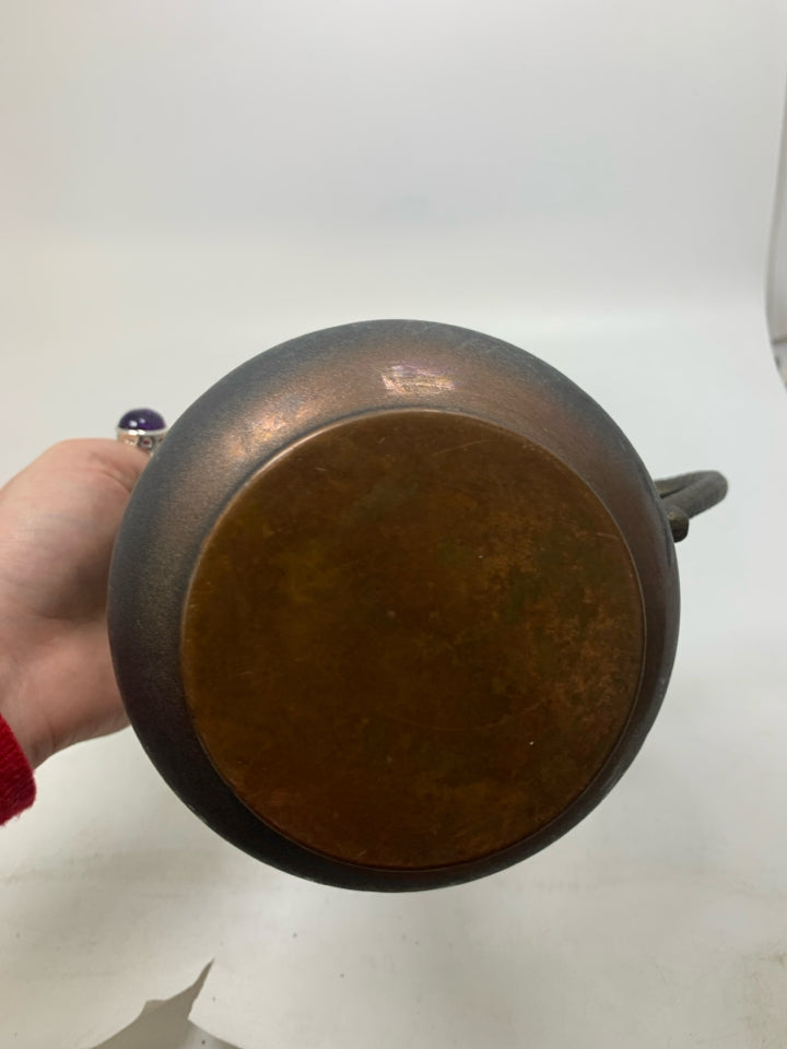 VTG METAL PITCHER W/ DETAILED HANDLE.