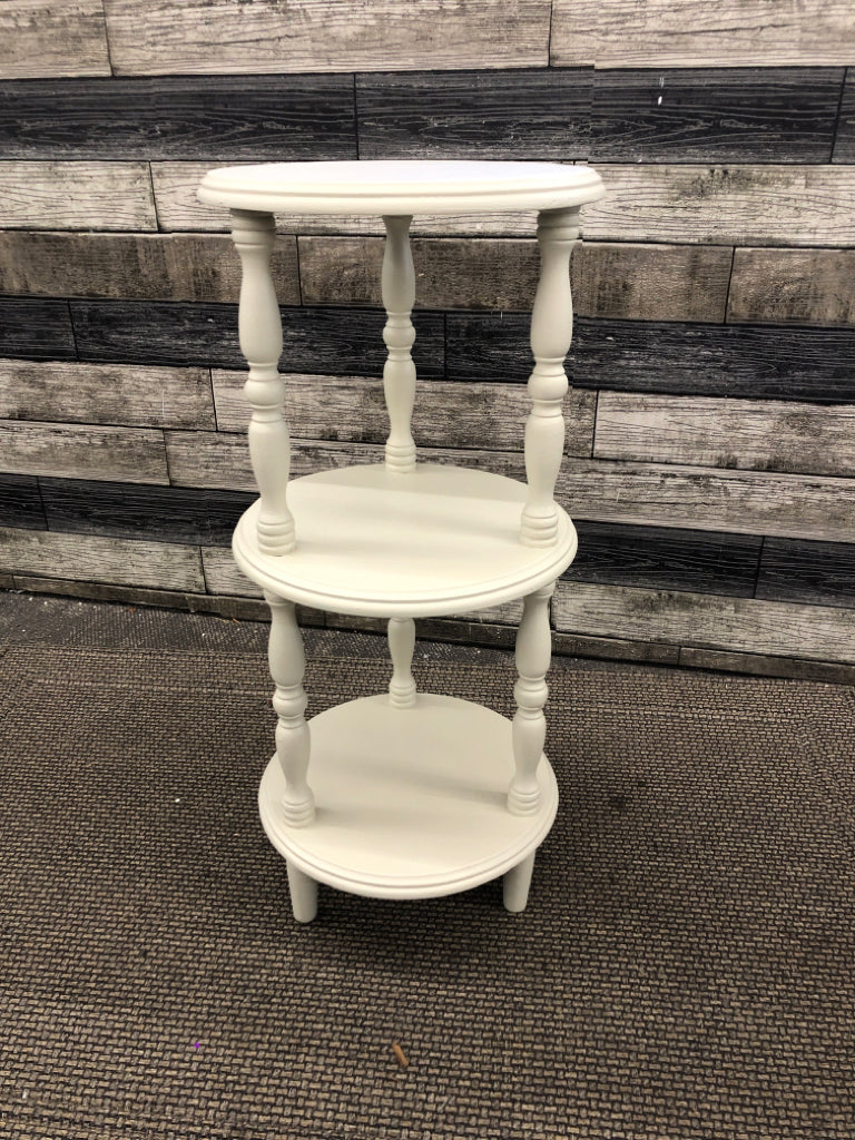 3 TIER CREAM PAINTED PLANT STAND.