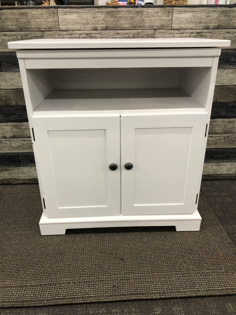 SMALL SWIVEL TOP MEDIA CABINET W SHELF.