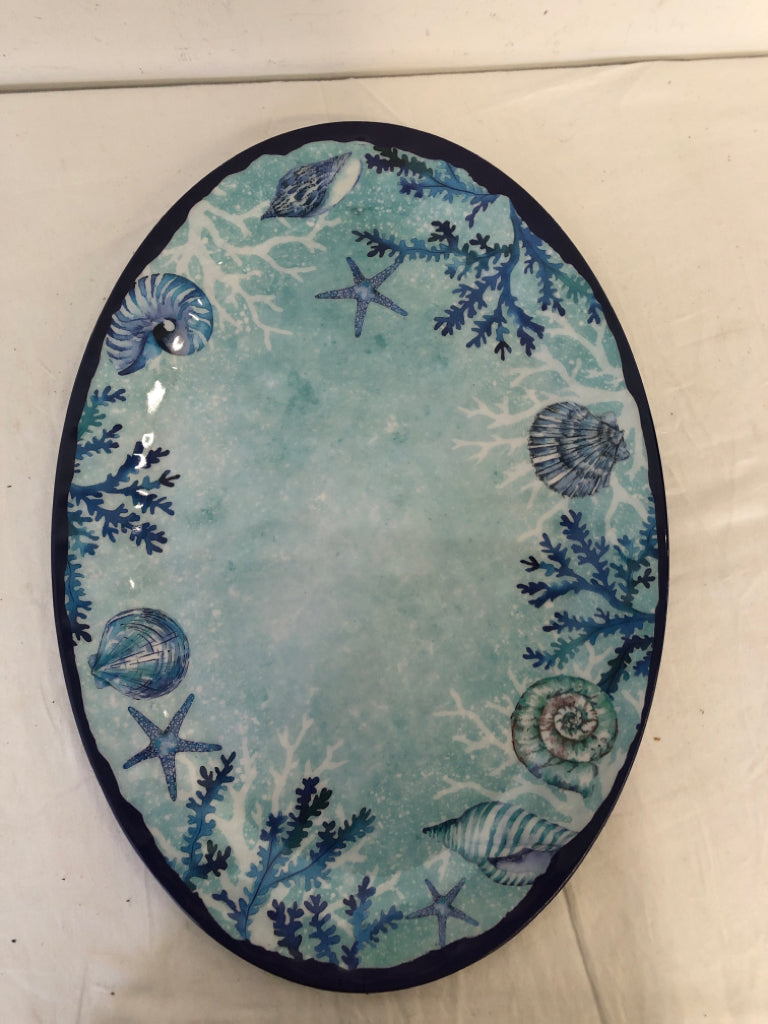 BLUE SEA FISH MELAMINE TRAY.