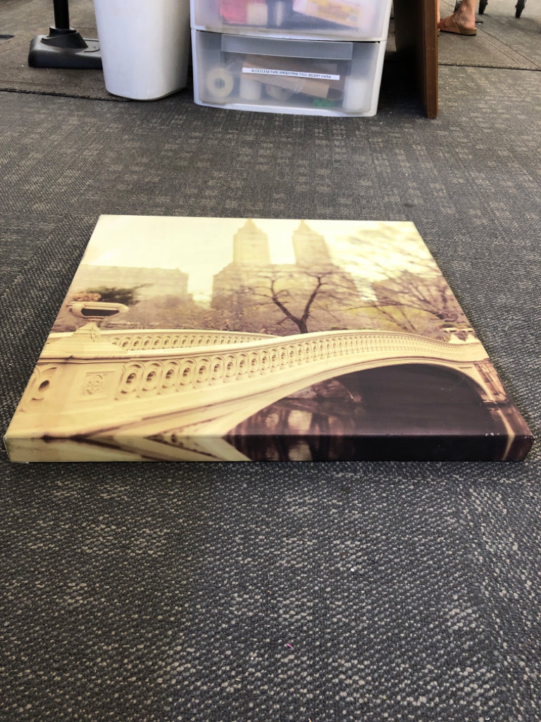 SEPIA BRIDGE CANVAS PHOTOGRAPH.