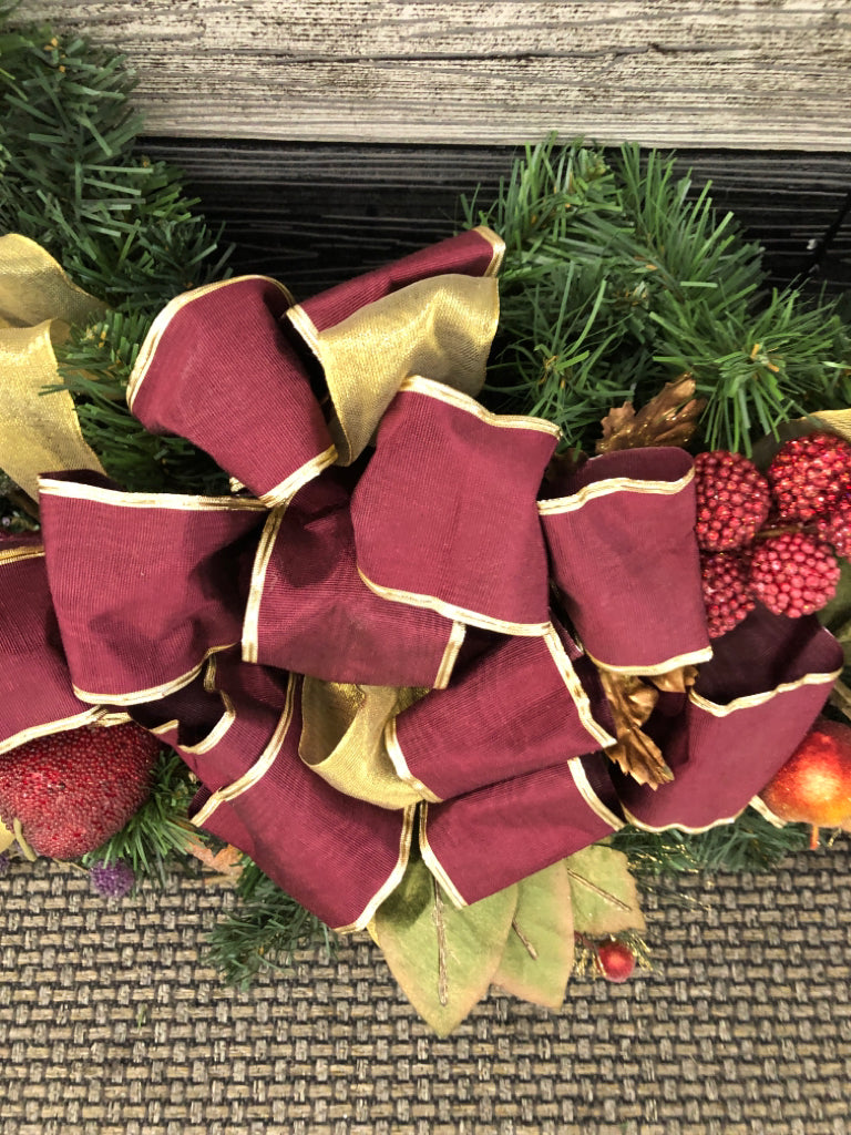 RED RIBBON, FAUX FRUIT GARLAND.