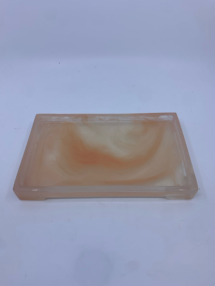 PEACH SWIRL FOOTED TRAY.