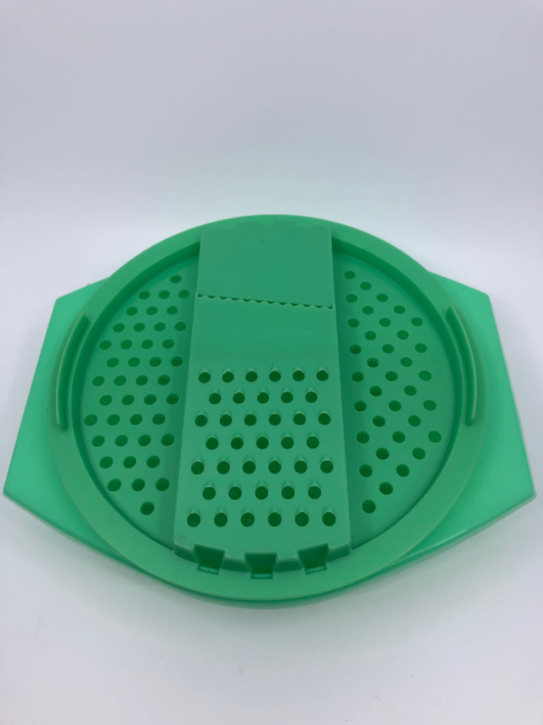 MINT GREEN TUPPERWARE CHEESE GRATER W BOTTOM CATCH.