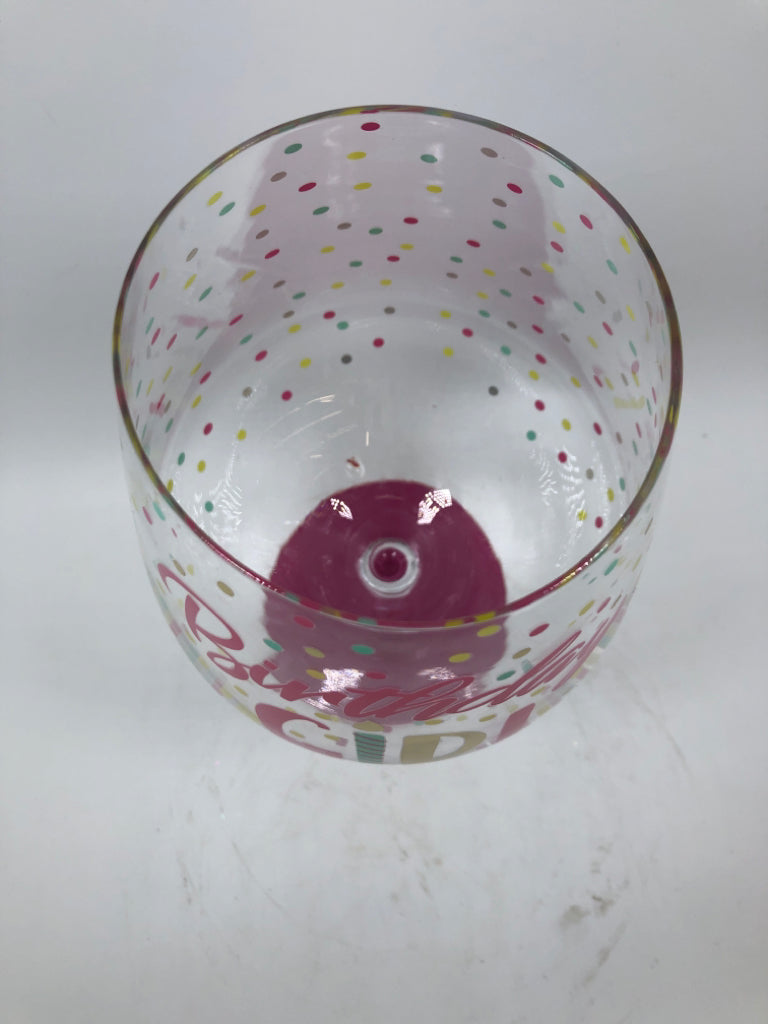 LG BIRTHDAY GIRL DECORATED WINE GLASS.