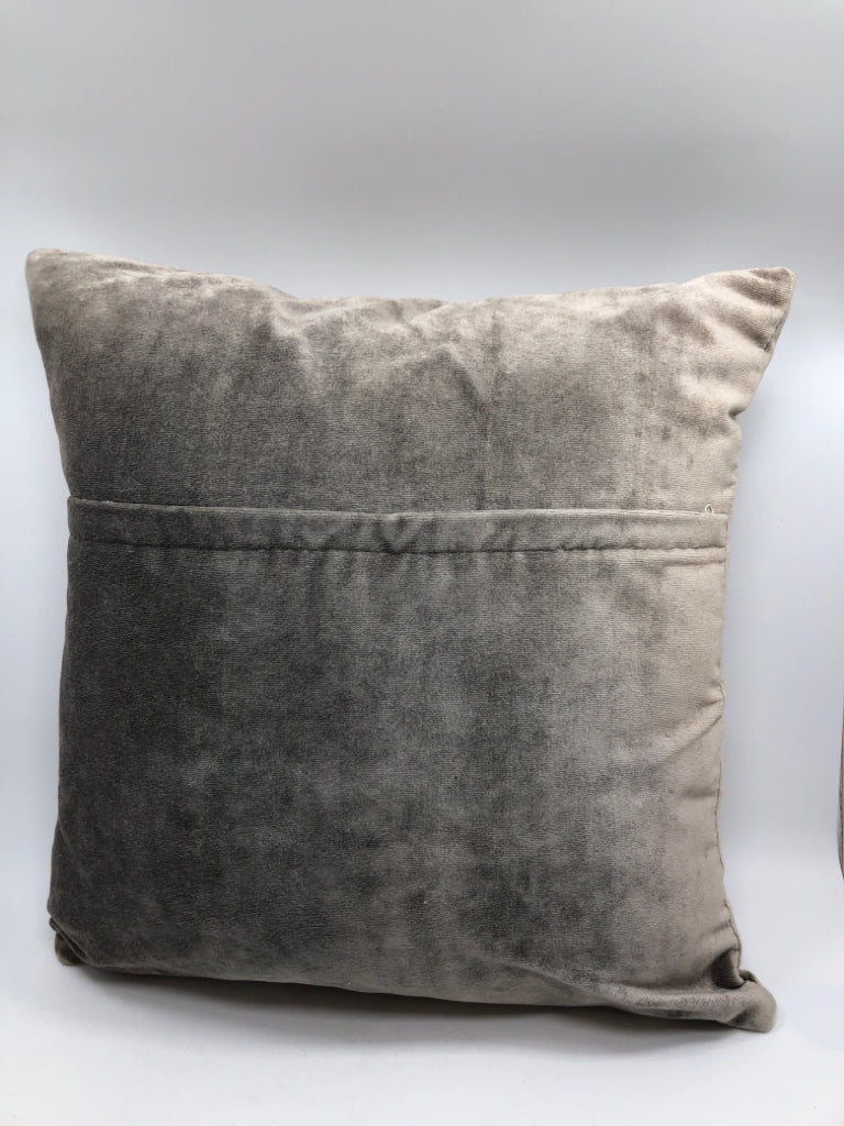 SILVER VELVET ACCENT PILLOW.