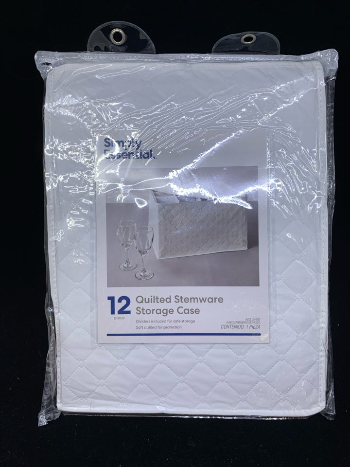 NIP 12 QUILTED STEMWARE STORAGE CASE WHITE.