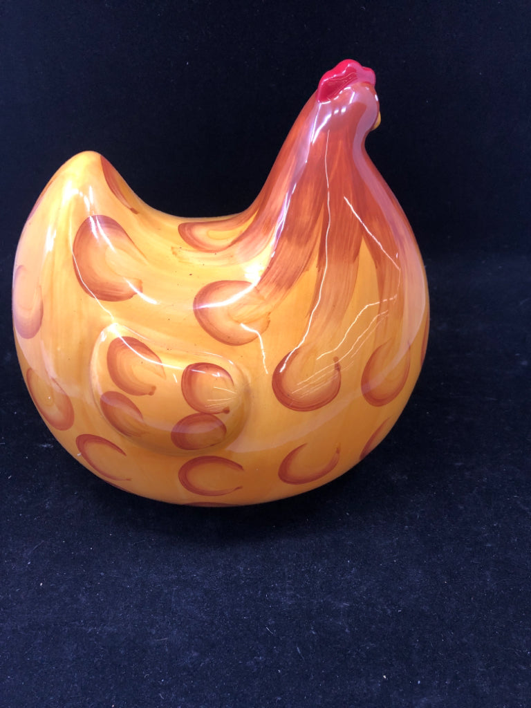 CERAMIC HEN YELLOW/BROWN.
