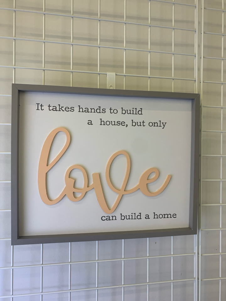 "LOVE BUILD A HOME" WALL HANGING.