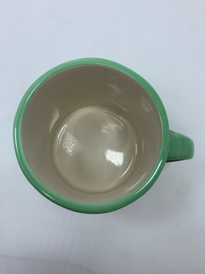 ANTHROPOLOGIE TEAL "M" MUG.