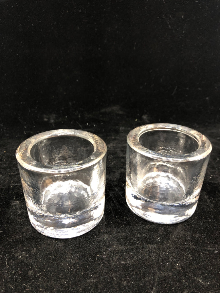 2PC CLEAR VOTIVE HOLDERS.