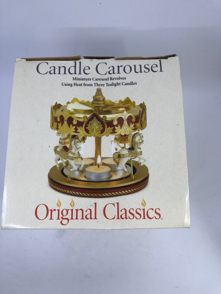 NIB CAROUSEL HORSES TEA LIGHT HOLDER.