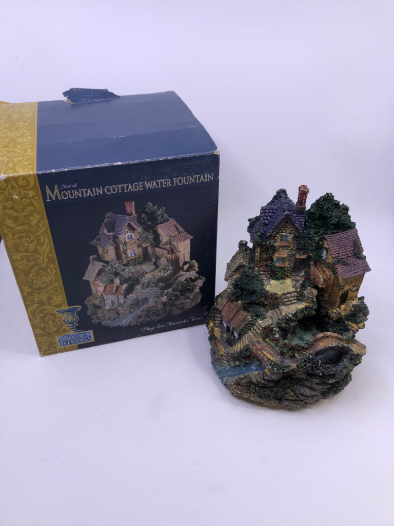 NIB MUSICAL MOUNTAIN COTTAGE WATER FOUNTAIN.