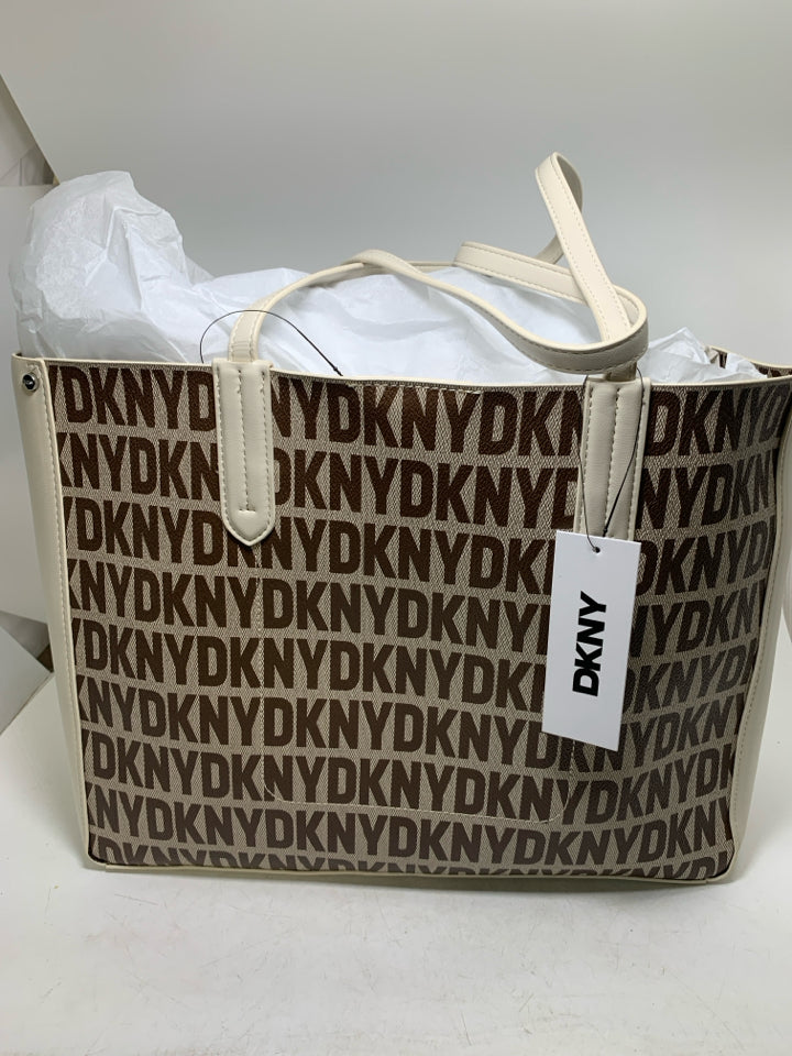 DKNY Ida Brown Monogram Tote Bag W/ Wristlet-New With Tags
