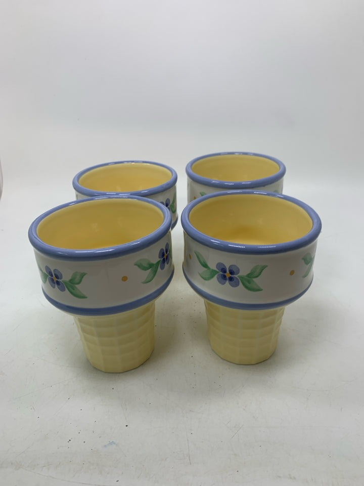 4 VTG CERAMIC ICECREAM CONE CUPS.