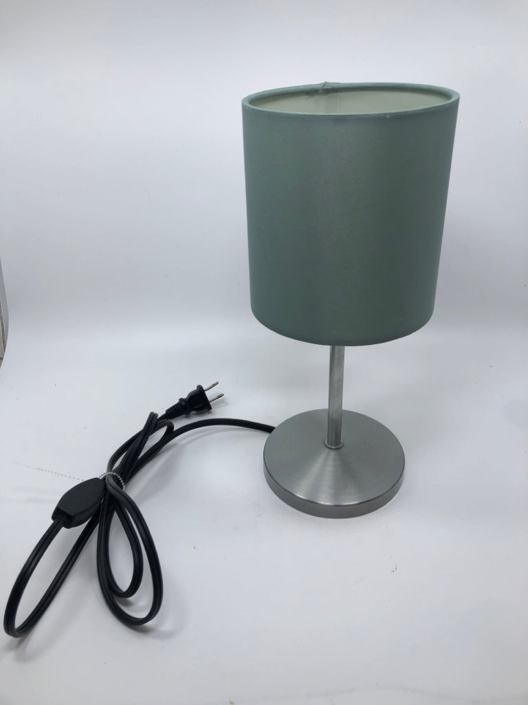 SM LAMP W/BLUE SHADE.