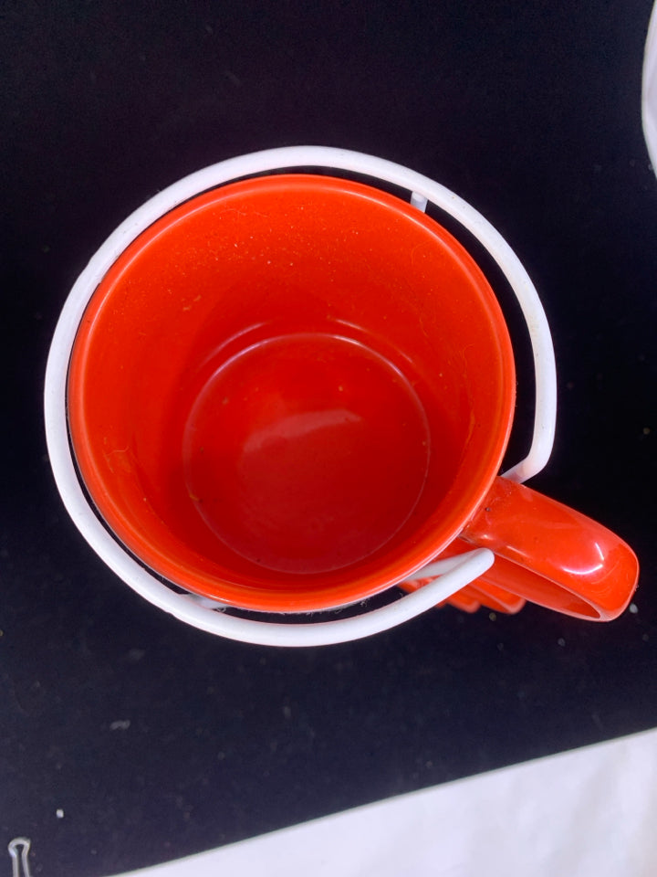 4 STACKING SNOWMAN MUGS-TEMPTATIONS, WHITE STAND.