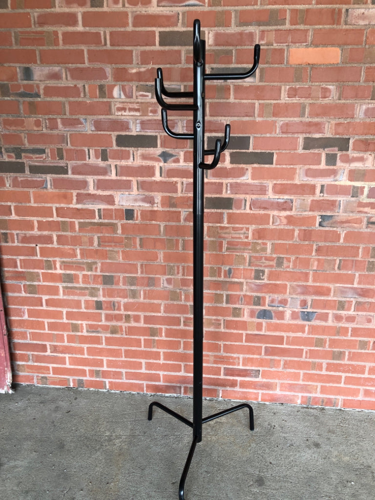 BLACK METAL COAT RACK.