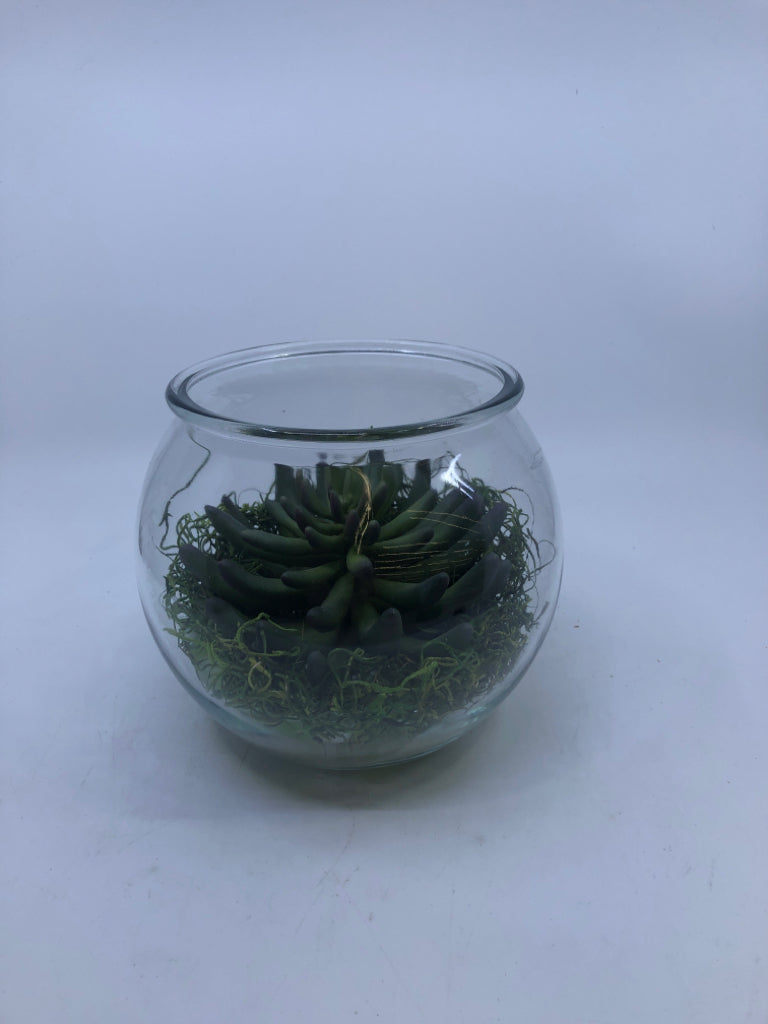 FAUX SUCCULENT IN FISH BOWL.